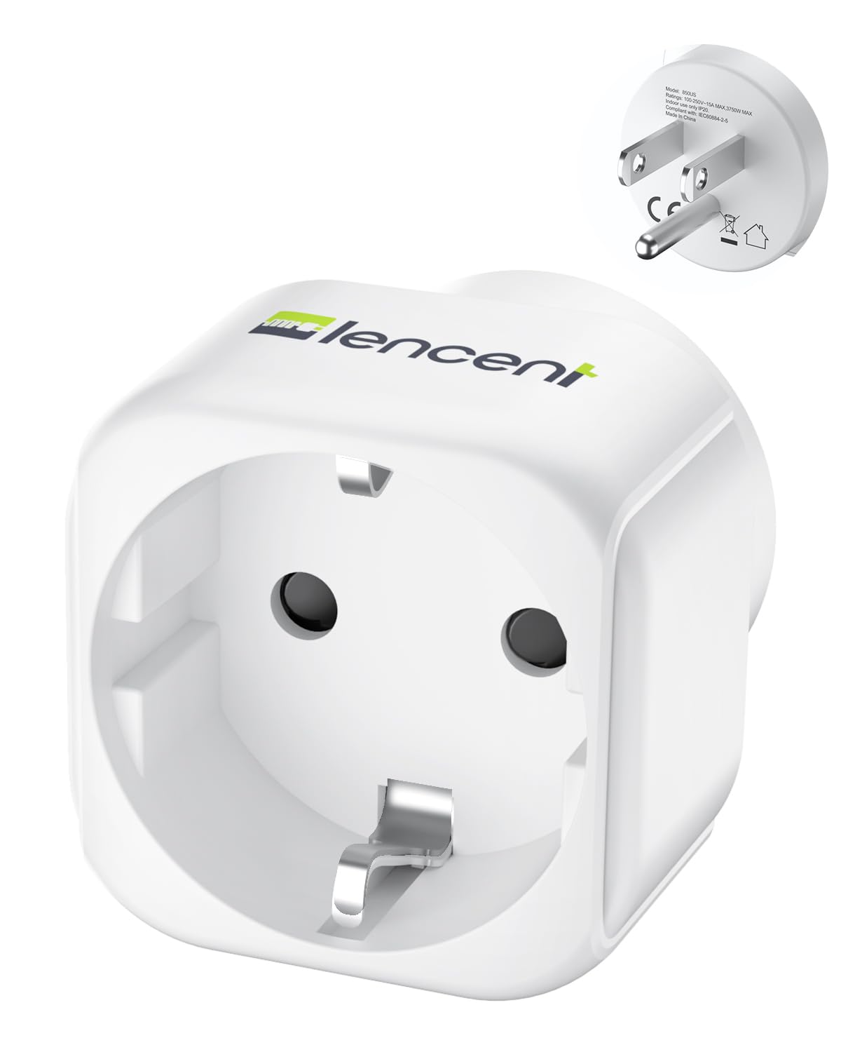 LENCENT Europe to US Plug Adapter - Travel Outlet Converter for Visitors and Tourists
| Europe to US Adapter - LENCENT