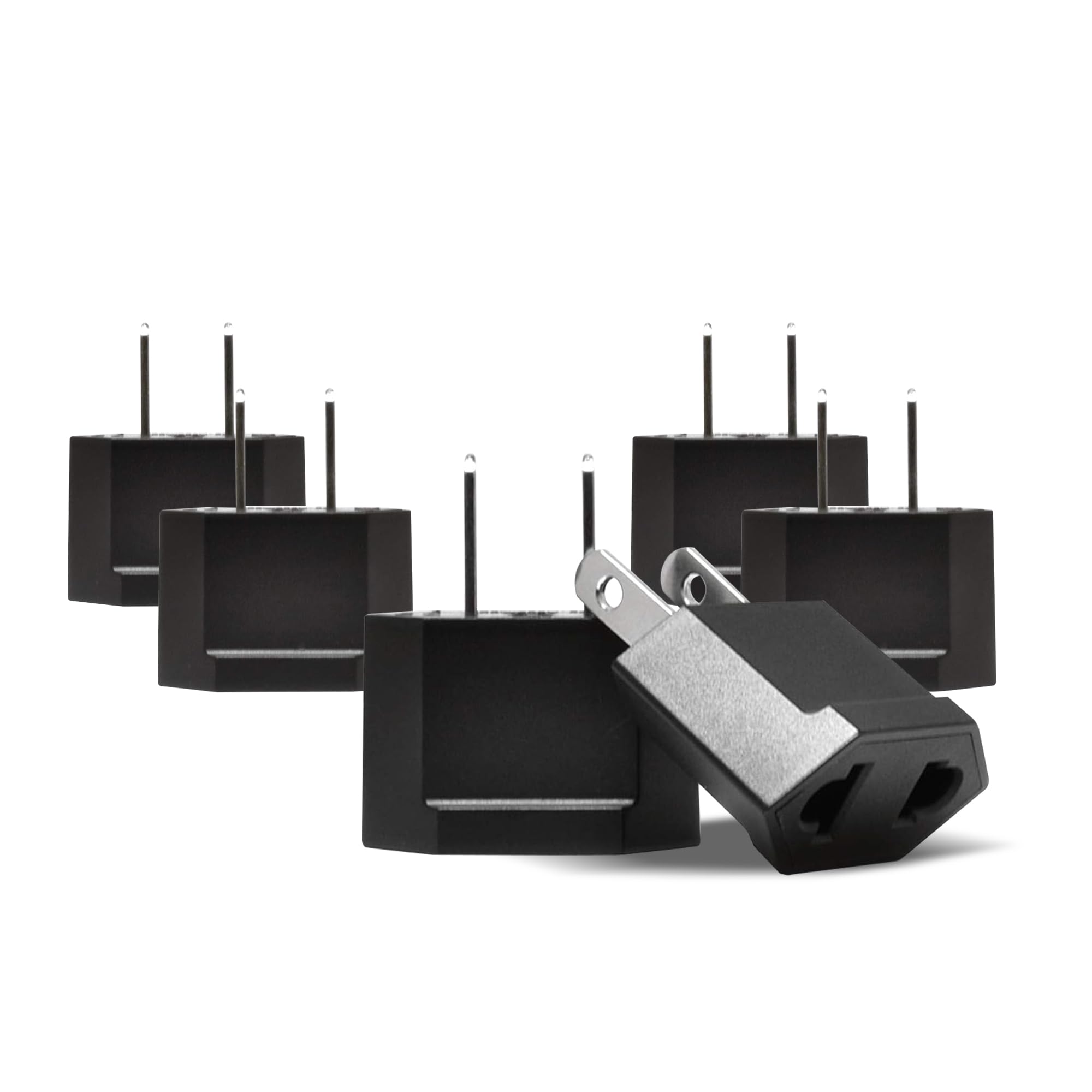 Ceptics European to US Plug Adapter Socket: 2 Pin Adaptor Type C to Type A Power Wall Adapter, Japan, Canada (6 Pack)