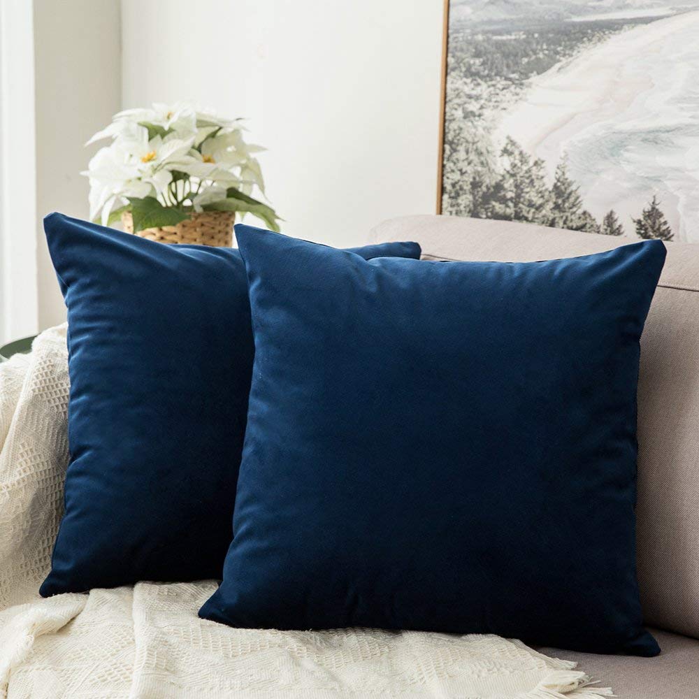 MIULEE 24x24 Inch Euro Sham Velvet Pillow Covers - Dark Blue for King Bed & Sofa
| Super Soft MIULEE 24x24 Inch Euro Sh