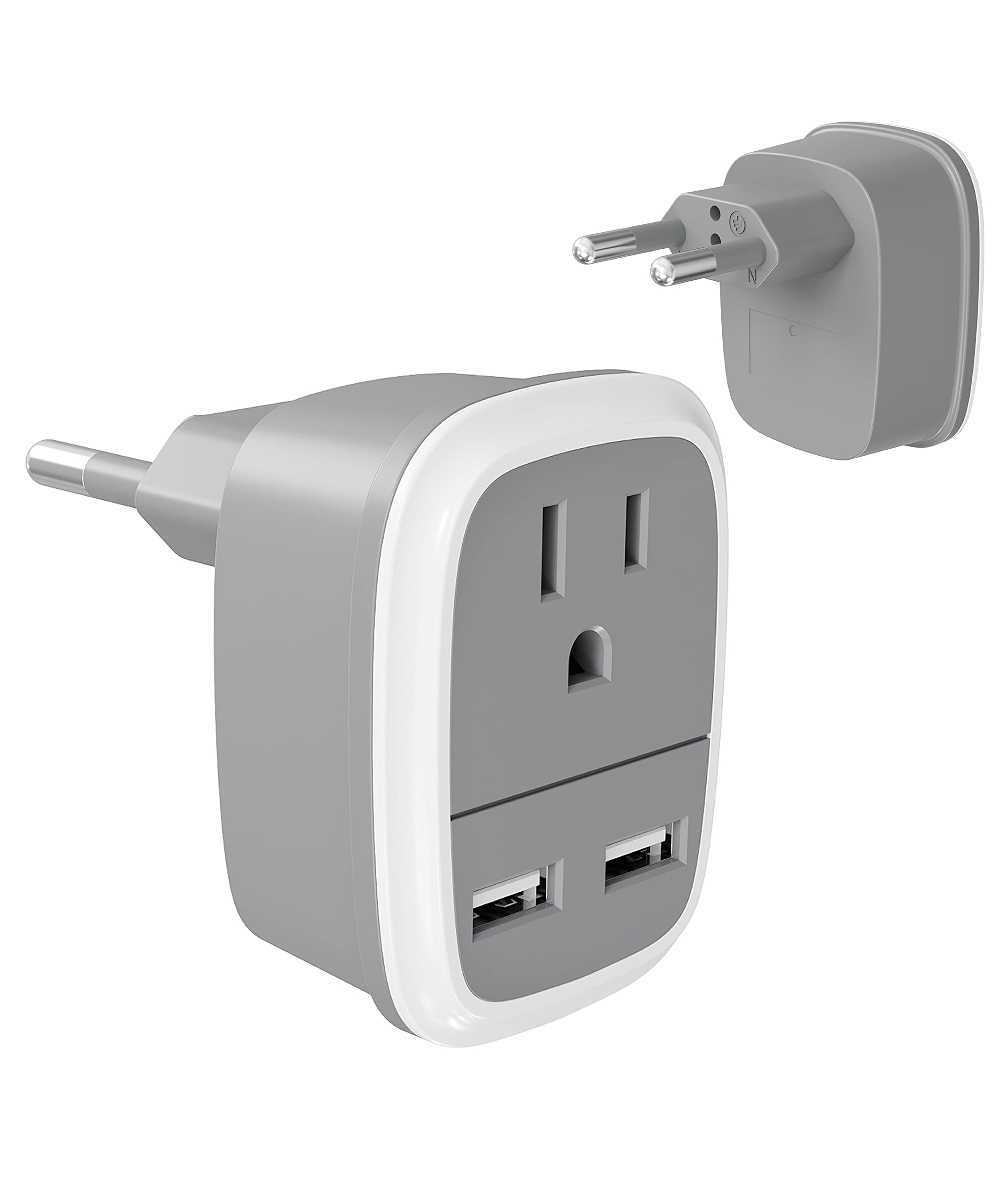 Bates US to Europe Plug Adapter with USB for Travelers - Travel Adapter
